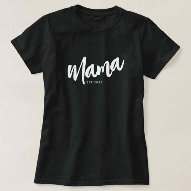Schwarzes Skript Established Mama T-Shirt (Design vorne)