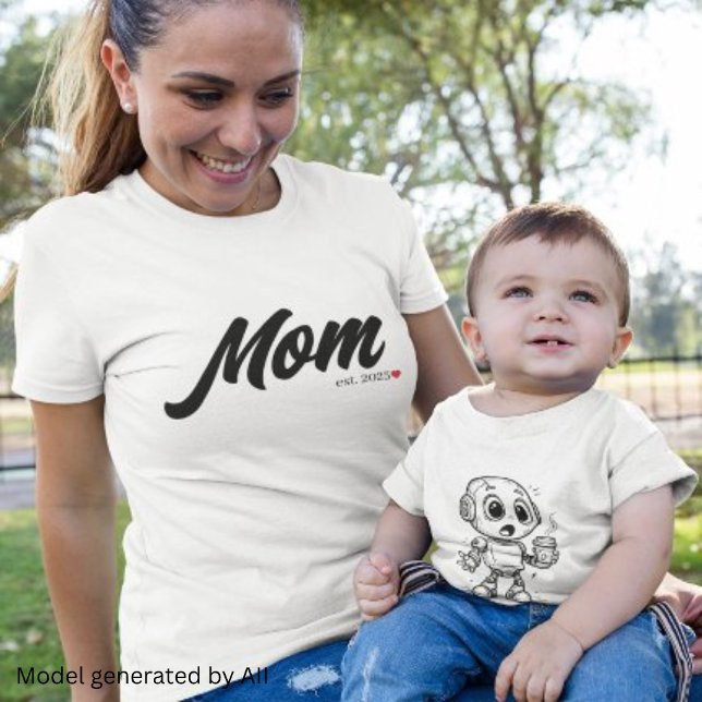 Schwarzes Skript etablierte Mama T-Shirt (Von Creator hochgeladen)