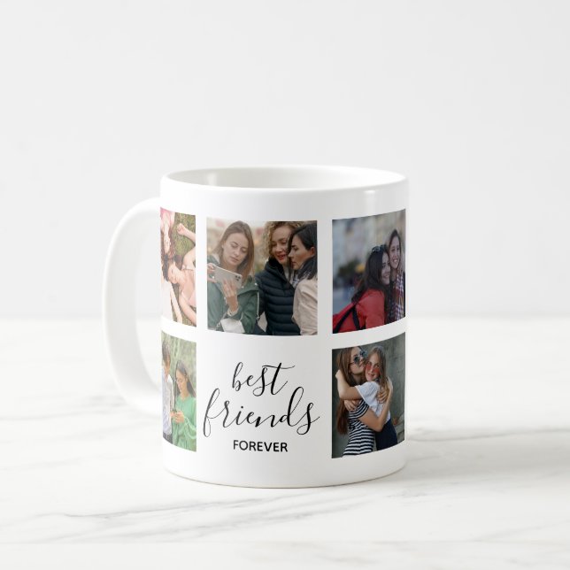 Schwarzes Skript | Foto der besten Freunde Kaffeetasse (Vorderseite Links)