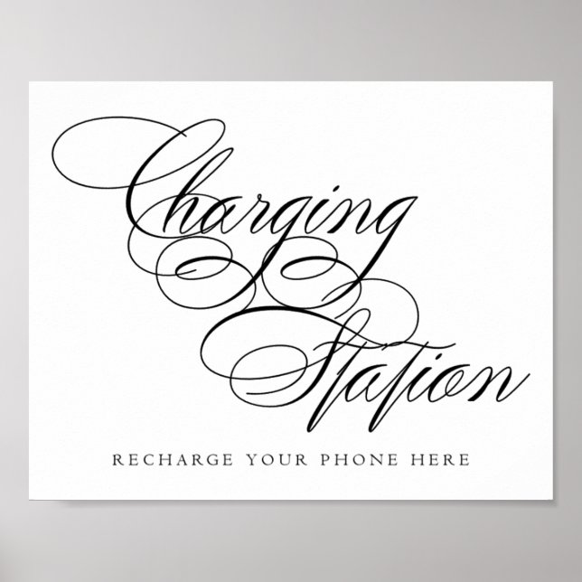 Schwarzes Skript für die Elegant-Ladestation | Tab Poster (Vorne)
