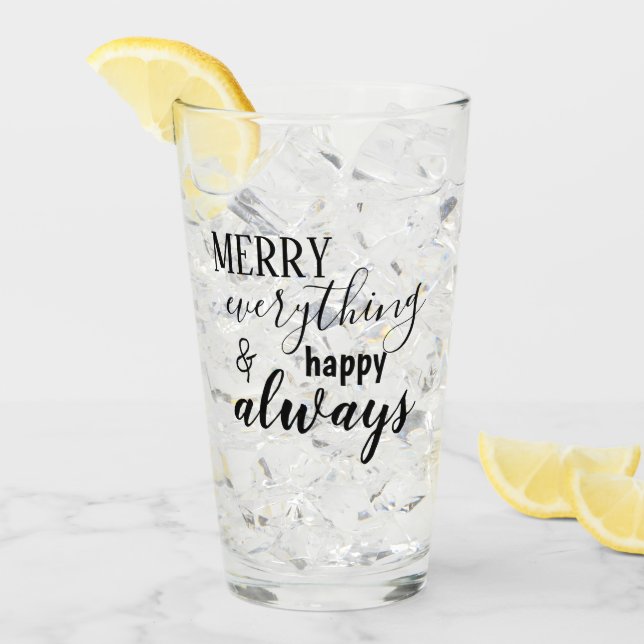 Schwarzes Skript Merry Everything & Happy Immer Glas (Vorderseite Ice)