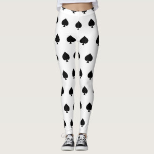 schwarzes Spatenmuster auf Weiß Leggings