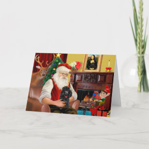 Schwarzes Spielzeug des Weihnachtsmanns/Min. Pudel Feiertagskarte