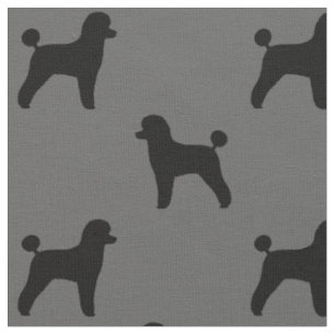 Schwarzes Spielzeug-Poodle-Silhouetten-Muster  Hun Stoff