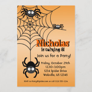Schwarzes Spinnen-Netz orange Hallowen Party laden Einladung