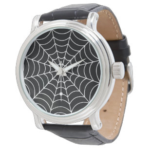 Schwarzes Spinnennetz Halloween Armbanduhr