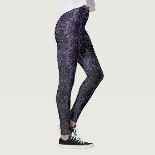 Schwarzes Spitze-Damast-Muster Leggings