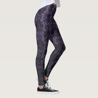 Schwarzes Spitze-Damast-Muster Leggings