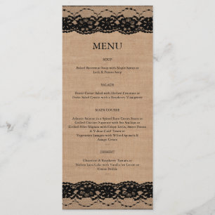 Schwarzes Spitze-und Leinwand-Menü 2 Menükarte