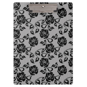 Schwarzes Spitzemuster auf weißem Hintergrund Klemmbrett