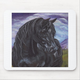 SCHWARZES STALLIONS-PFERD Mousepad
