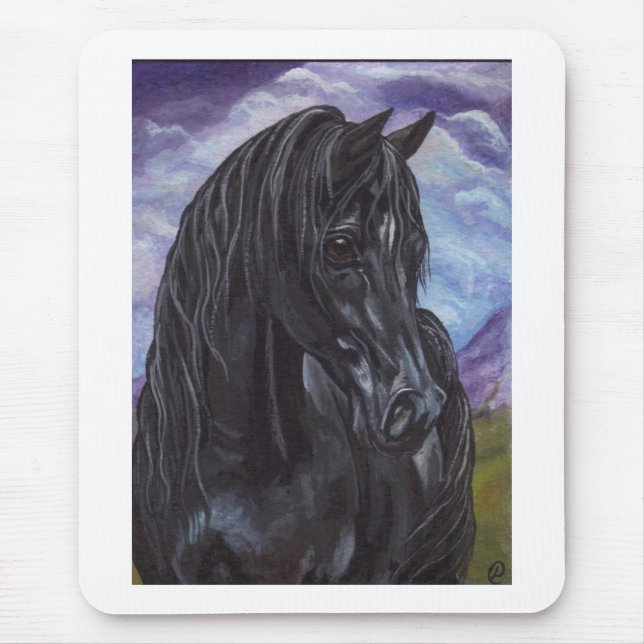 SCHWARZES STALLIONS-PFERD Mousepad (Vorne)