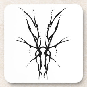 Schwarzes Stammeshirsch-Schädel-Jagd-Design Getränkeuntersetzer