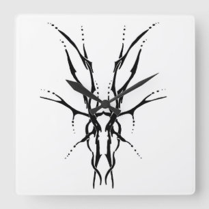 Schwarzes Stammeshirsch-Schädel-Jagd-Design Quadratische Wanduhr