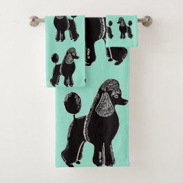 Schwarzes Standard-Poodles Minzhandtuch-Set Badhandtuch Set