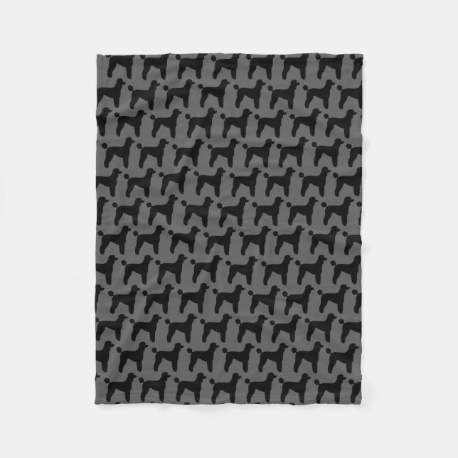 Schwarzes Standardpudel-Silhouette-Muster Fleecedecke (Vorderseite)