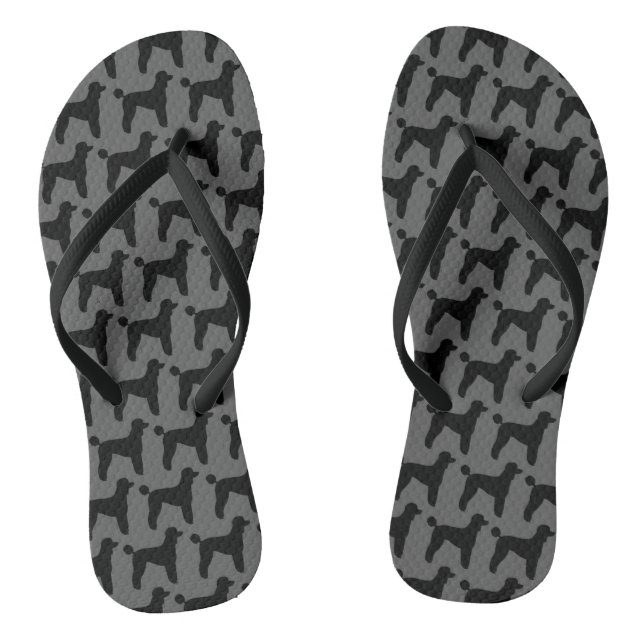 Schwarzes Standardpudel-Silhouette-Muster Flip Flops (Fußbett)