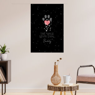 Schwarzes Sternenlicht Rosa Herz Pfotenabdruck Hun Poster