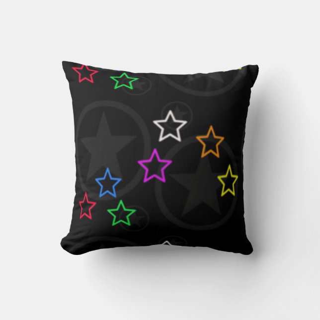 Schwarzes Sternmuster Muster Pillow Kissen (Vorderseite)