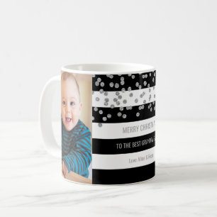 Schwarzes Streifen-silbernes Foto-bestes Kaffeetasse