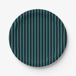 Schwarzes Stripes aquamarines Pappteller