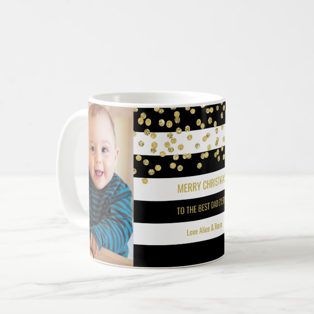 Schwarzes Stripes GoldFoto-bestes Kaffeetasse (Vorderseite Links)