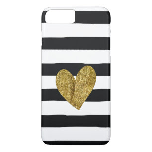 Schwarzes Stripes Goldherz Case-Mate iPhone Hülle