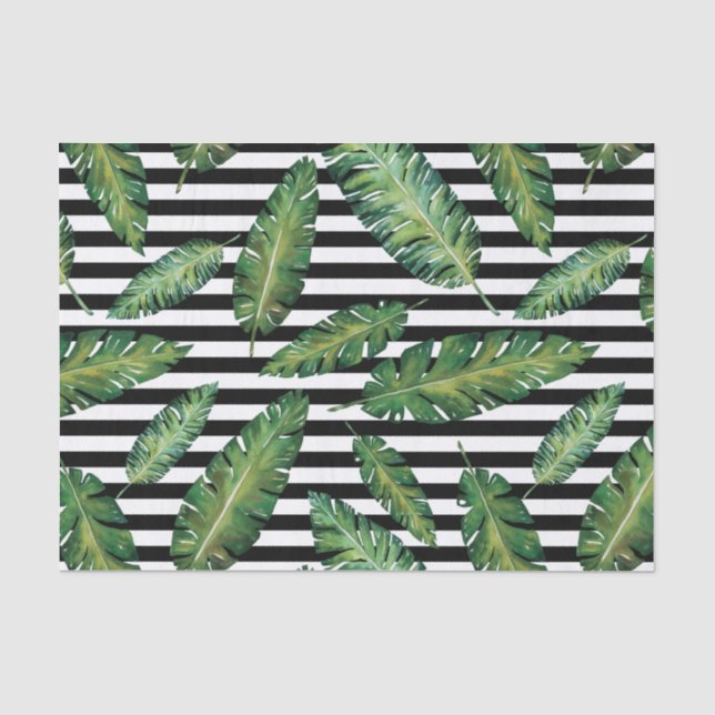 Schwarzes stripes tropisches Sommermuster des Seidenpapier (Vorderseite)