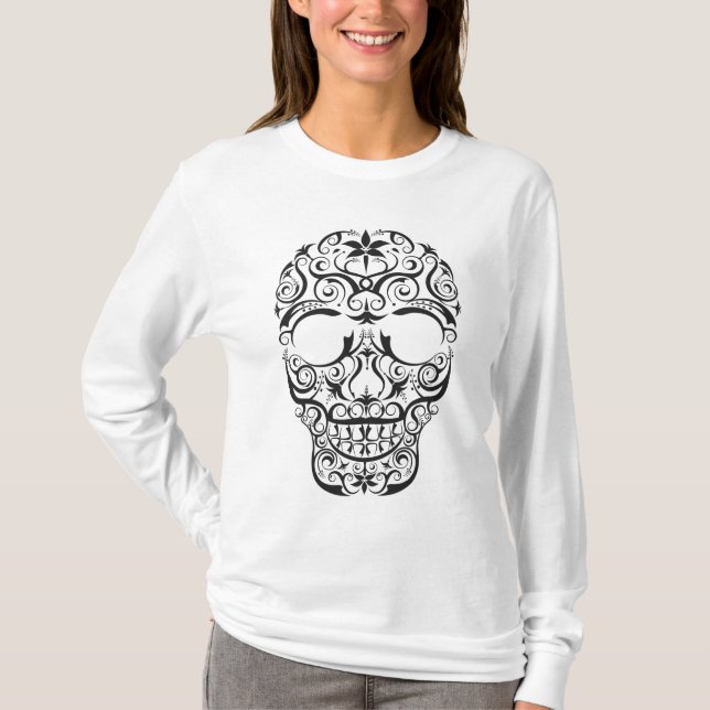 Schwarzes Stylized Schädel-T - Shirt (Vorderseite)