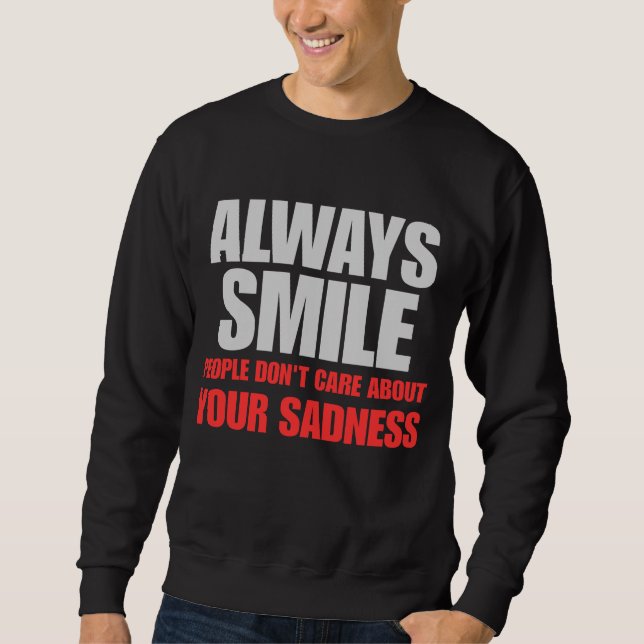 Schwarzes Sweatshirt für Männer mit Realitätsaussa (Vorderseite)