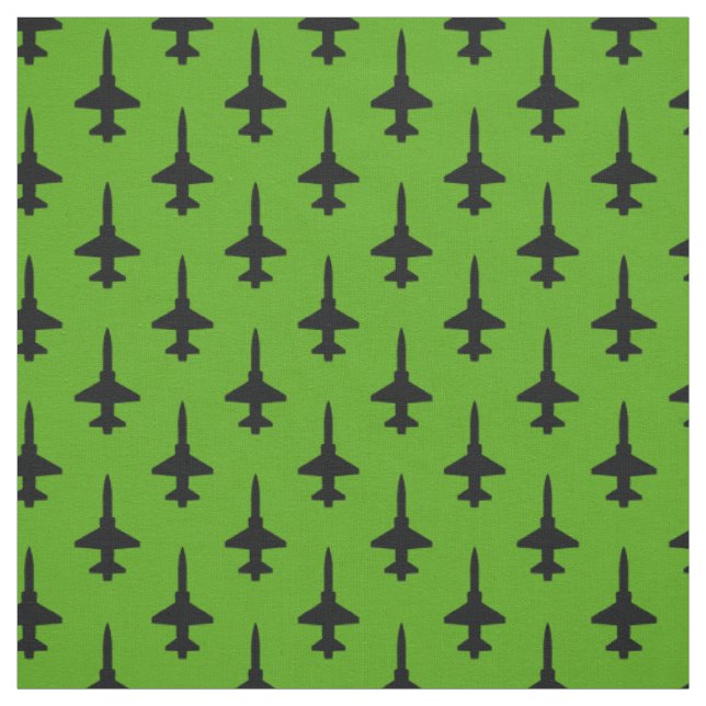 Schwarzes T-38-Talonmuster auf grünem Stoff (Muster)
