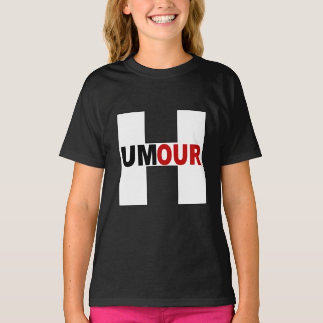 Schwarzes T-Shirt Mädchen DESIGN HUMOR (Vorderseite)