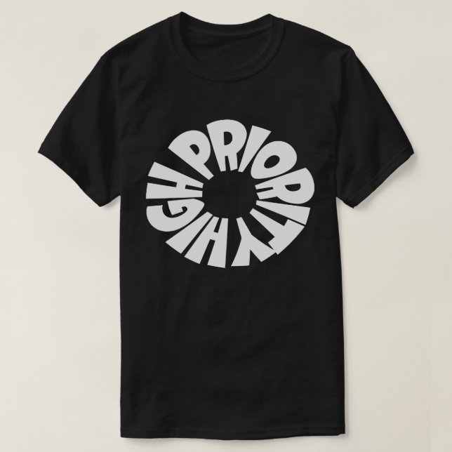 Schwarzes T-Shirt mit hoher Priorität (Design vorne)