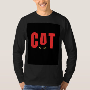 Schwarzes T-Shirt mit Katzen-Design und vollen Ärm
