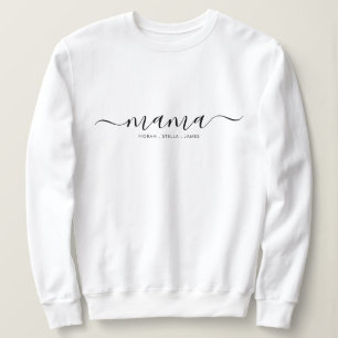 Schwarzes T-Shirt mit Namen der Kinder und Mama Sweatshirt