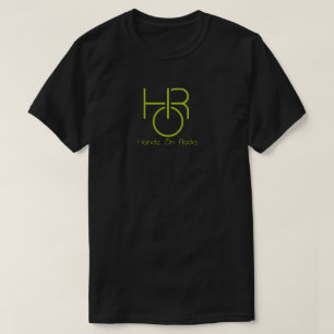 Schwarzes T-Shirt mit Schwarz-Text für Radio-Mediu