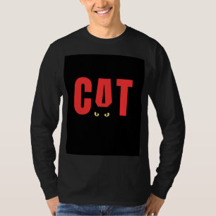 Schwarzes T-Shirt mit Vollärmeln und CAT-Design