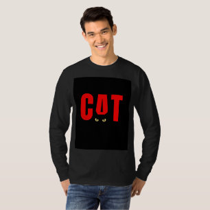 Schwarzes T-Shirt mit voller Ärmellänge und Katzen