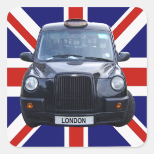 Schwarzes Taxi Londons Quadratischer Aufkleber