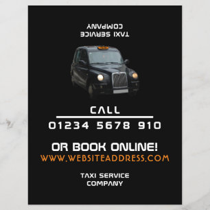 Schwarzes Taxi mit Preisliste Flyer