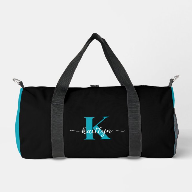 Schwarzes Teal-Monogramm Duffle Bag (Vorderseite)