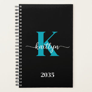 Schwarzes Teal-Monogramm Planer