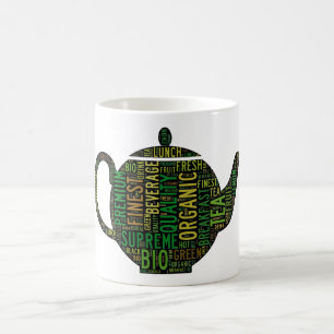 Schwarzes Teekannen-Textdesign Kaffeetasse