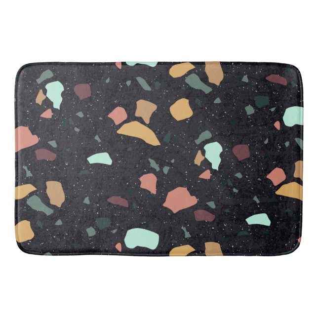 Schwarzes Terrazzo-Muster Badematte (Vorderseite)