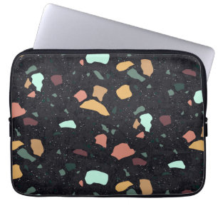 Schwarzes Terrazzo-Muster Laptopschutzhülle