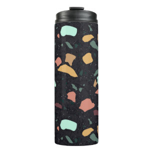 Schwarzes Terrazzo-Muster Thermosbecher