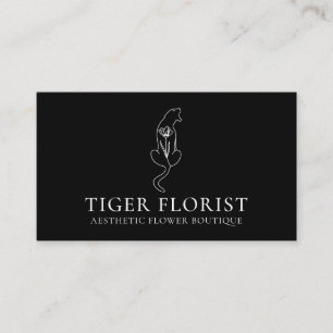 Schwarzes Tier Blumen Tiger Visitenkarte