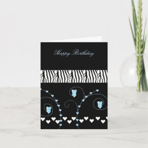 Schwarzes Tiermuster Herz Birthday Karte