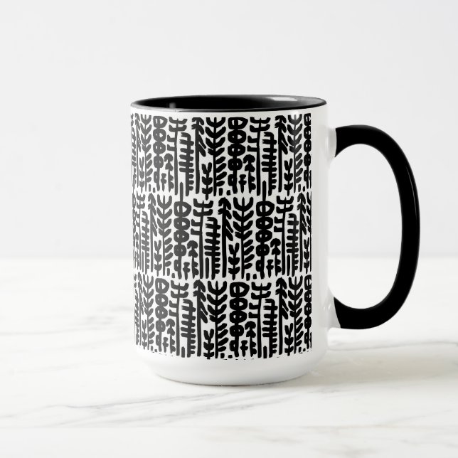 Schwarzes Tinten-Anschlag-Baum-Muster Tasse (Rechts)