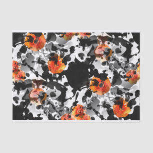 SCHWARZES TINTEN- u. MOHNBLUMEN-Muster + Ihr Seidenpapier